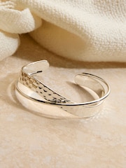 FatFace Silver Coloured Hammered Twist Detail Bangle - Image 1 of 2