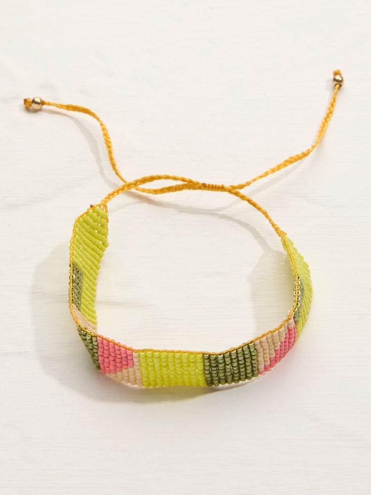 FatFace Yellow Adjustable Woven Bracelet - Image 1 of 2