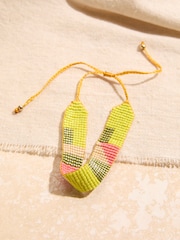FatFace Yellow Adjustable Woven Bracelet - Image 2 of 2