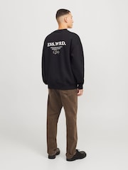 JACK & JONES Black Oversized Back Print Crew Neck Sweatshirt - Image 3 of 8