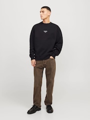 JACK & JONES Black Oversized Back Print Crew Neck Sweatshirt - Image 5 of 8