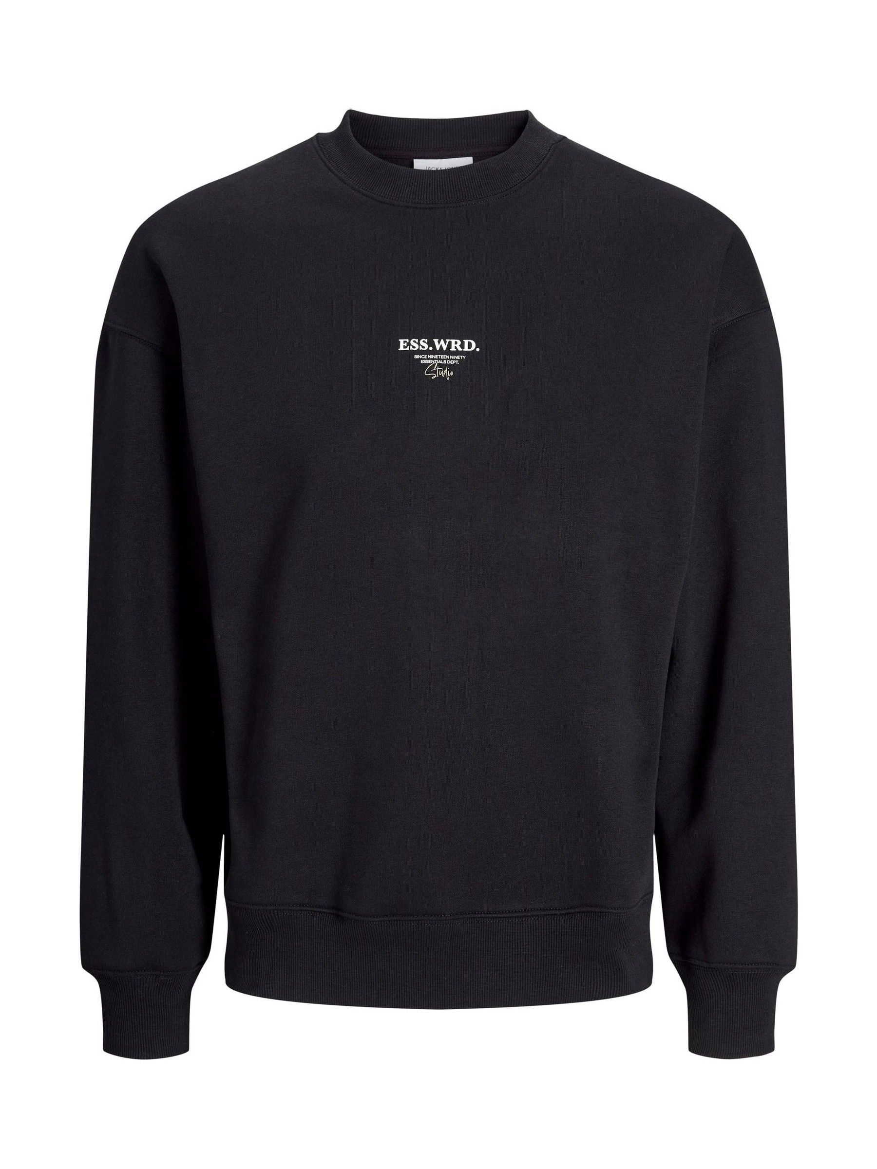 JACK & JONES Black Oversized Back Print Crew Neck Sweatshirt