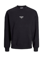 JACK & JONES Black Oversized Back Print Crew Neck Sweatshirt - Image 6 of 8