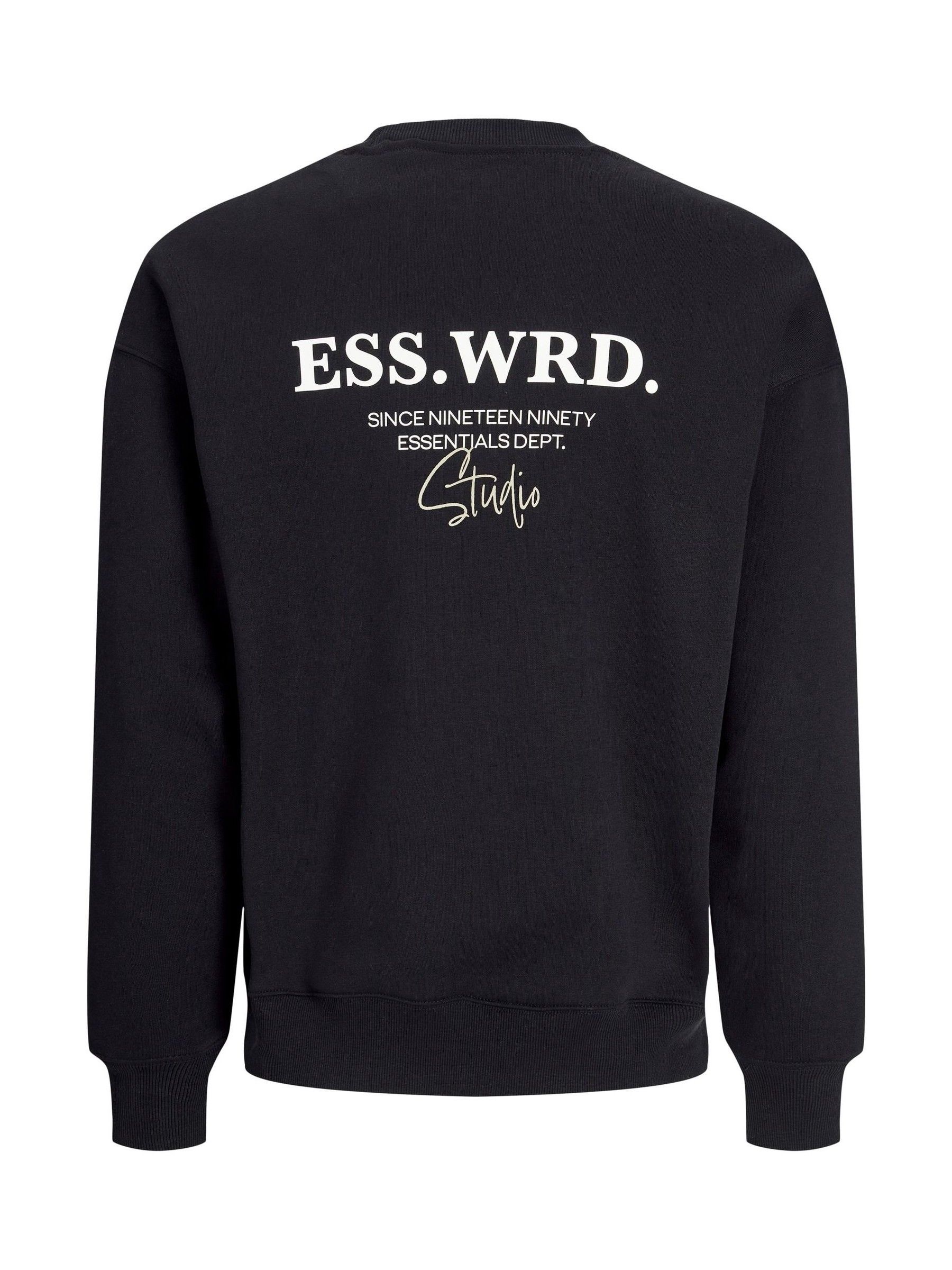JACK & JONES Black Oversized Back Print Crew Neck Sweatshirt