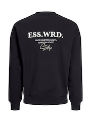 JACK & JONES Black Oversized Back Print Crew Neck Sweatshirt - Image 7 of 8