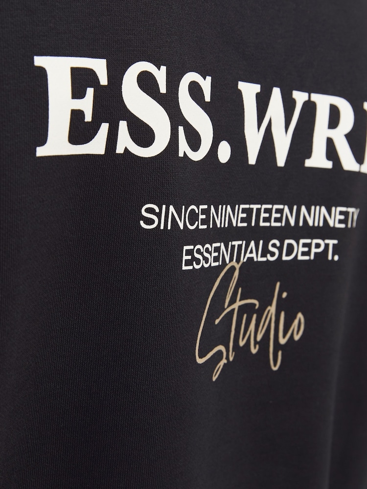 JACK & JONES Black Oversized Back Print Crew Neck Sweatshirt - Image 8 of 8