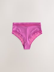 Purple/Orange Mesh Trim High Waist High Leg Knickers 3 Pack - Image 3 of 6