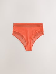 Purple/Orange Mesh Trim High Waist High Leg Knickers 3 Pack - Image 4 of 6