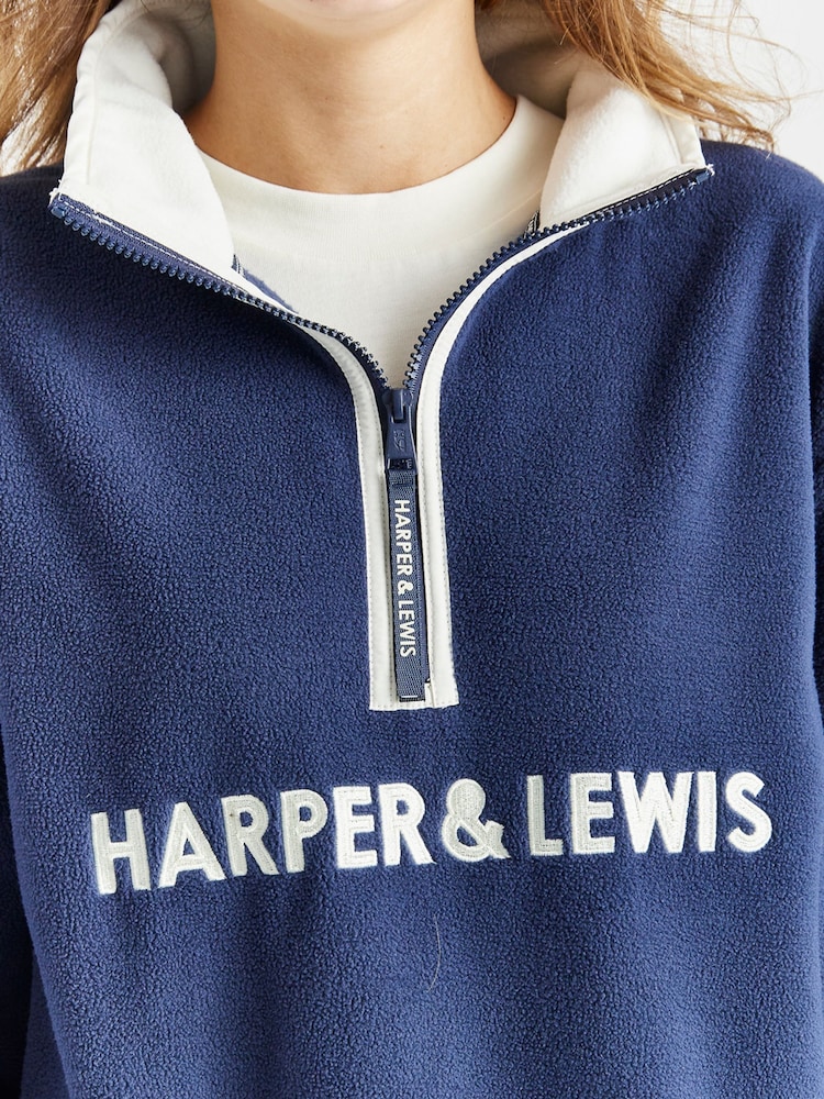 Harper & Lewis Blue Blue Ocean Quarter Zip Fleece - Image 2 of 5