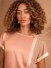 Love & Roses Pink and White Satin Front Jersey T-Shirt - Image 2 of 4