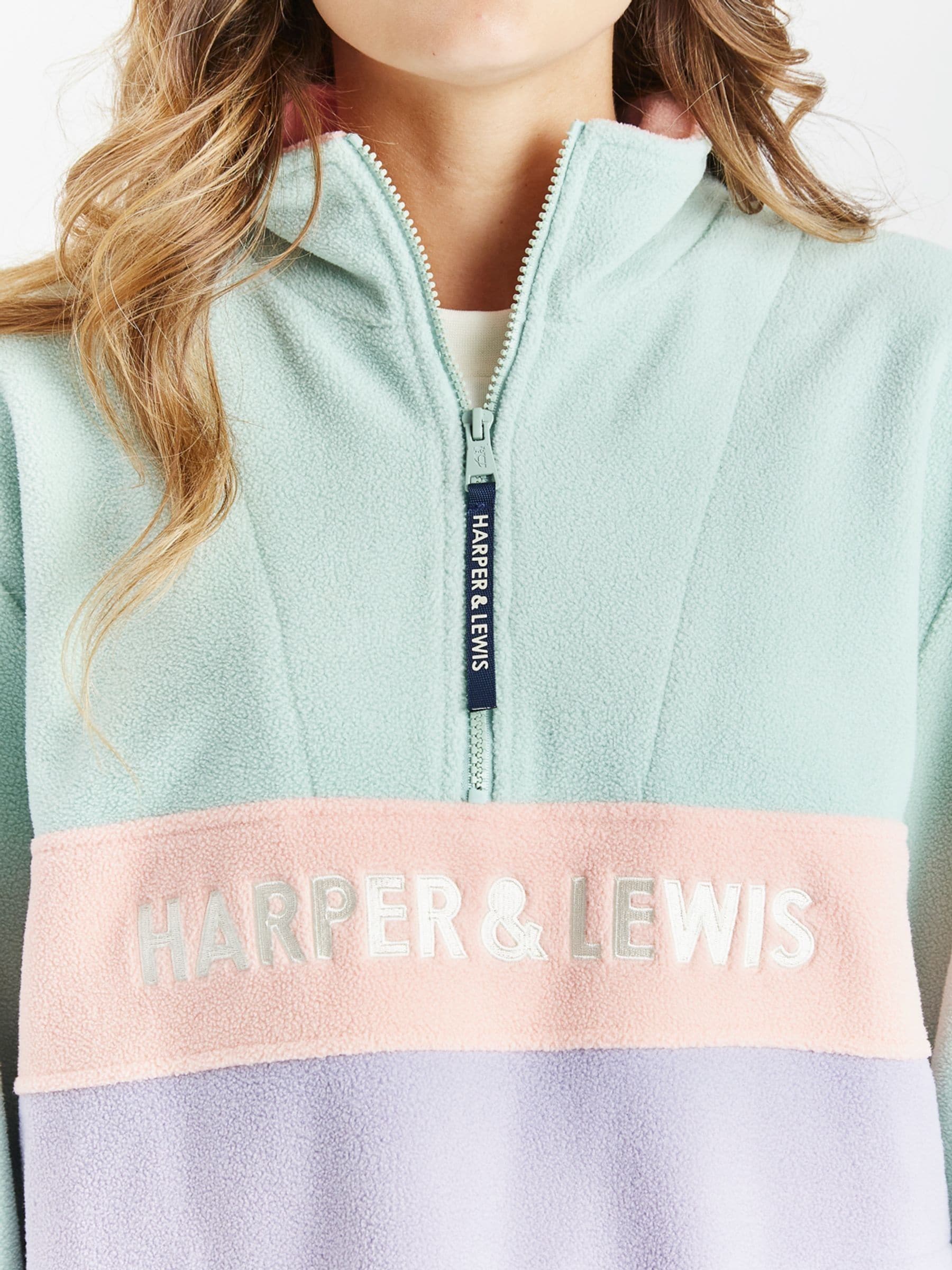 Buy Harper & Lewis Green & Purple Mellow Quarter Zip Fleece from