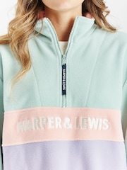 Harper & Lewis Green & Purple Mellow Quarter Zip Fleece - Image 5 of 7