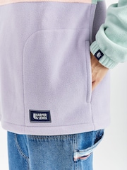 Harper & Lewis Green & Purple Mellow Quarter Zip Fleece - Image 6 of 7