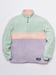 Harper & Lewis Green & Purple Mellow Quarter Zip Fleece - Image 7 of 7