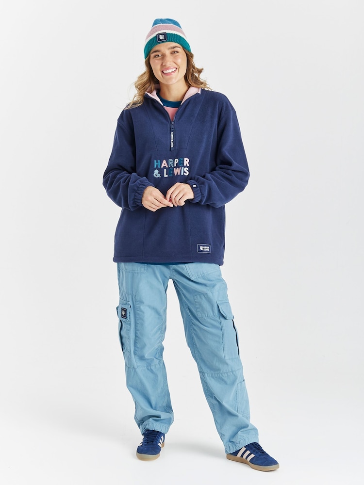 Harper & Lewis Blue Kelsey 1/4 Zip Fleece - Image 2 of 6 Harper & Lewis Blue Kelsey 1/4 Zip Fleece - Image 2 of 6