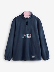 Harper & Lewis Blue Kelsey 1/4 Zip Fleece - Image 8 of 8