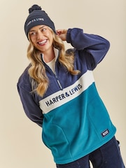 Harper & Lewis Navy & Teal Green Navy & Teal Green Samara Quarter Zip Fleece - Image 1 of 7