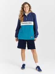 Harper & Lewis Navy & Teal Green Navy & Teal Green Samara Quarter Zip Fleece - Image 4 of 7