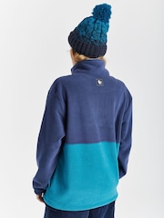 Harper & Lewis Navy & Teal Green Navy & Teal Green Samara Quarter Zip Fleece - Image 6 of 7
