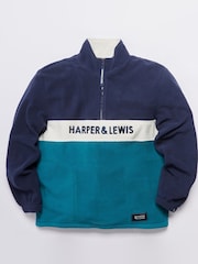 Harper & Lewis Navy & Teal Green Navy & Teal Green Samara Quarter Zip Fleece - Image 7 of 7