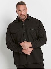 BadRhino Big & Tall Black Textured Jersey Shacket - Image 1 of 4