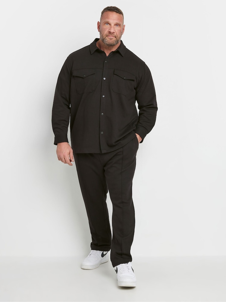BadRhino Big & Tall Black Textured Jersey Shacket - Image 2 of 4