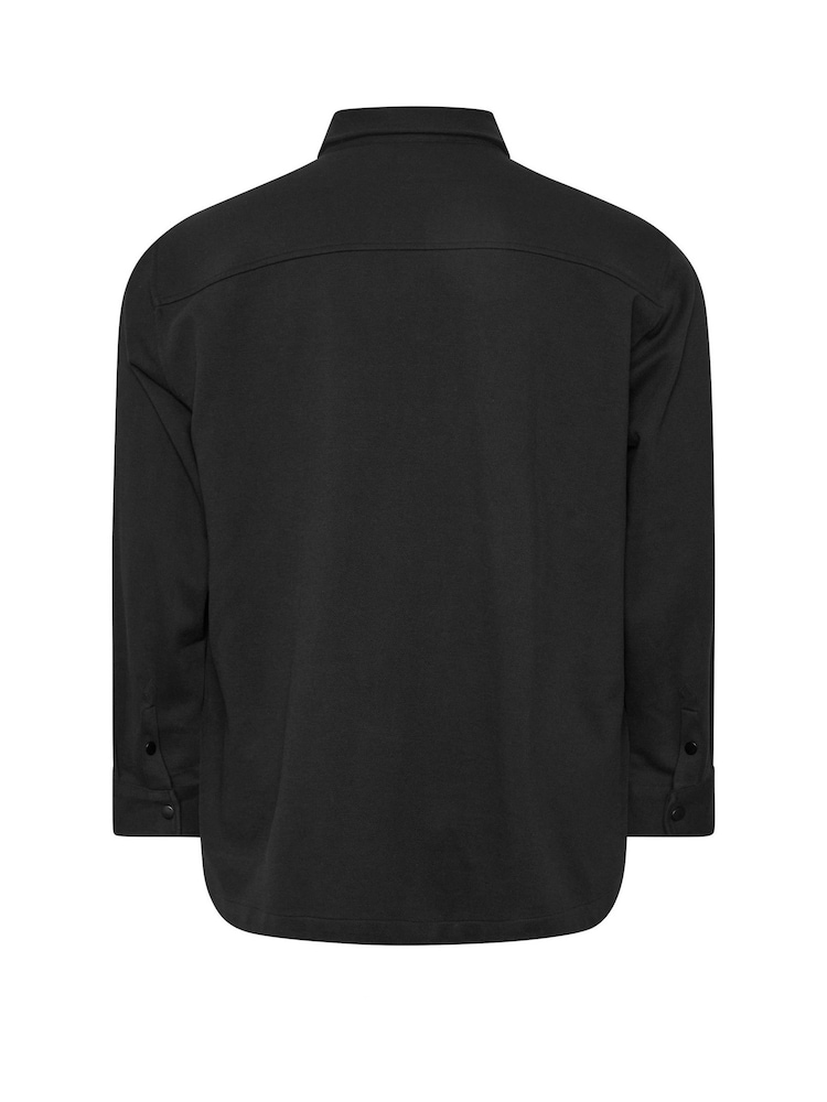 BadRhino Big & Tall Black Textured Jersey Shacket - Image 4 of 4