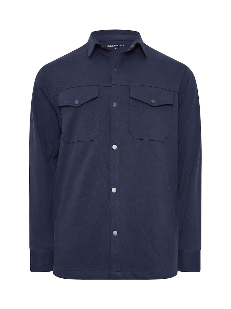 BadRhino Big & Tall Blue Textured Jersey Shacket - Image 1 of 2