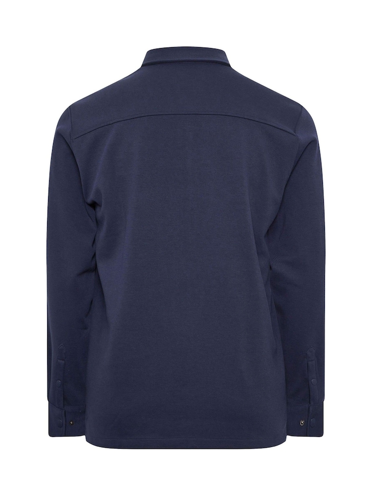BadRhino Big & Tall Blue Textured Jersey Shacket - Image 2 of 2