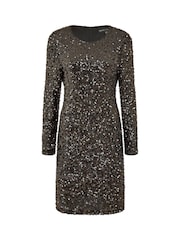 Yumi Black Sequin Long Sleeve Bodycon Midi Dress - Image 5 of 5