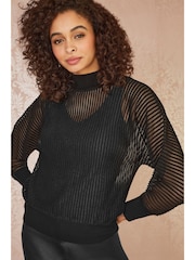 Yumi Sheer Jumper com Vest gola alta e top de - Imagem 1 de 5