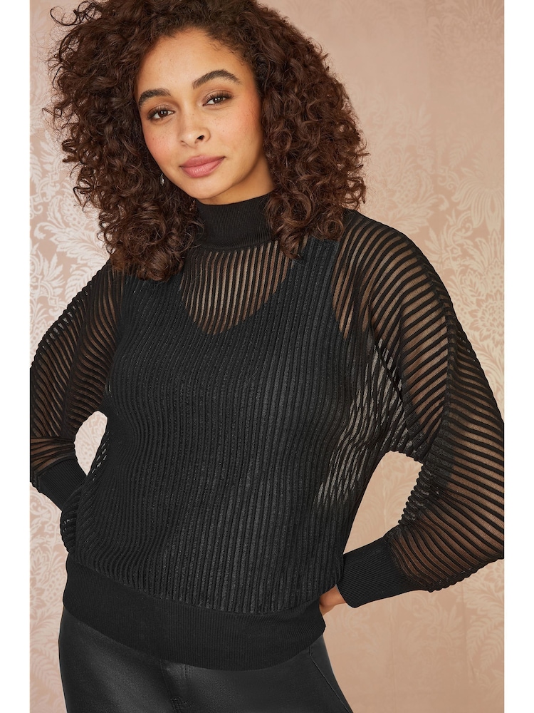 Yumi Sheer Jumper com Vest gola alta e top de - Imagem 1 de 5