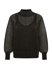 Yumi Sheer Jumper com Vest gola alta e top de - Imagem 5 de 5