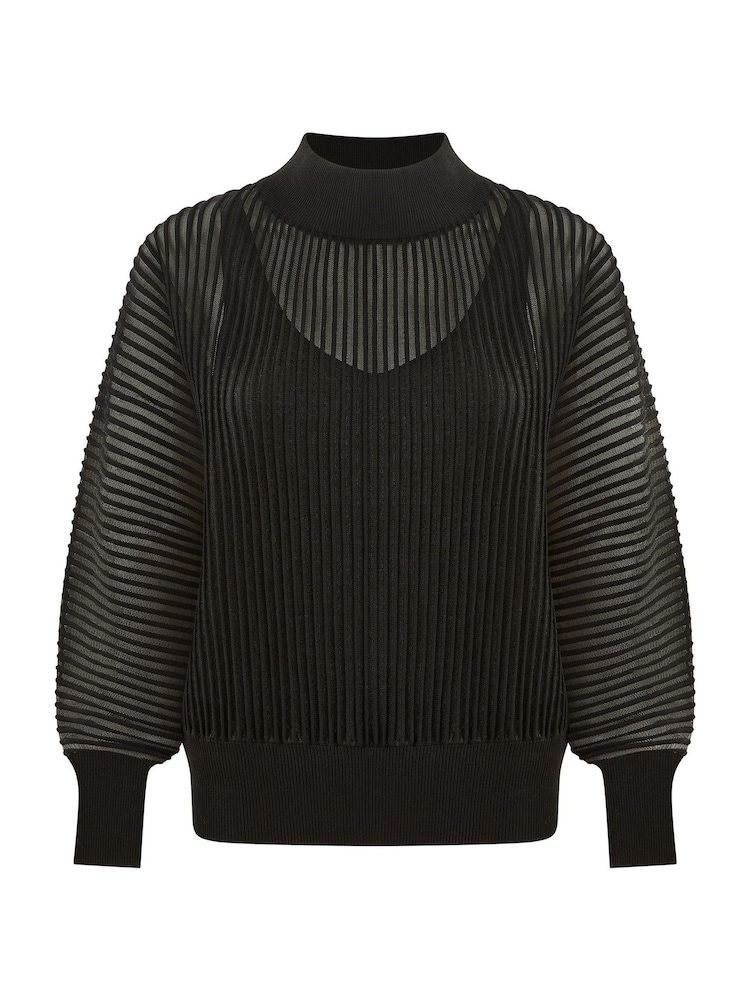 Yumi Sheer Jumper com Vest gola alta e top de - Imagem 5 de 5
