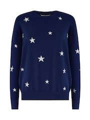 Yumi Blue Relaxed Fit Foil Star Print Jumper - Image 5 of 5