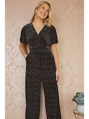 Yumi Black Sparkle Velvet Jumpsuit - Image 2 of 5