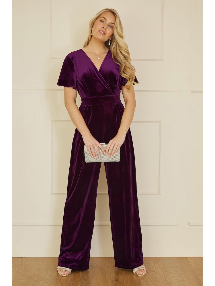 Yumi Purple Jumpsuit With Angel Sleeves - Image 1 of 5 Yumi Purple Jumpsuit With Angel Sleeves - Image 1 of 5