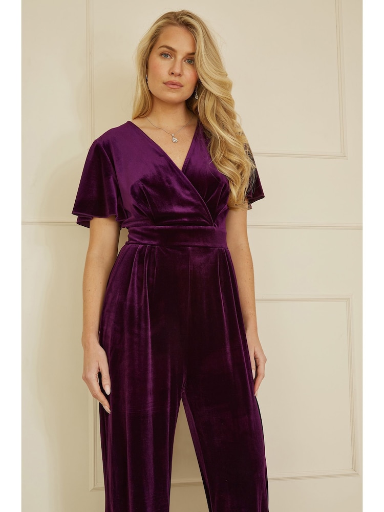 Yumi Purple Jumpsuit With Angel Sleeves - Image 2 of 5 Yumi Purple Jumpsuit With Angel Sleeves - Image 2 of 5
