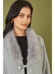 Yumi Cardigan With Detachable Faux Fur Collar Trim - Image 3 of 5