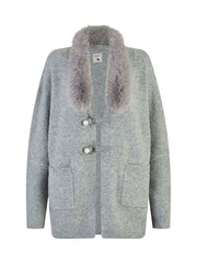 Yumi Cardigan With Detachable Faux Fur Collar Trim - Image 5 of 5