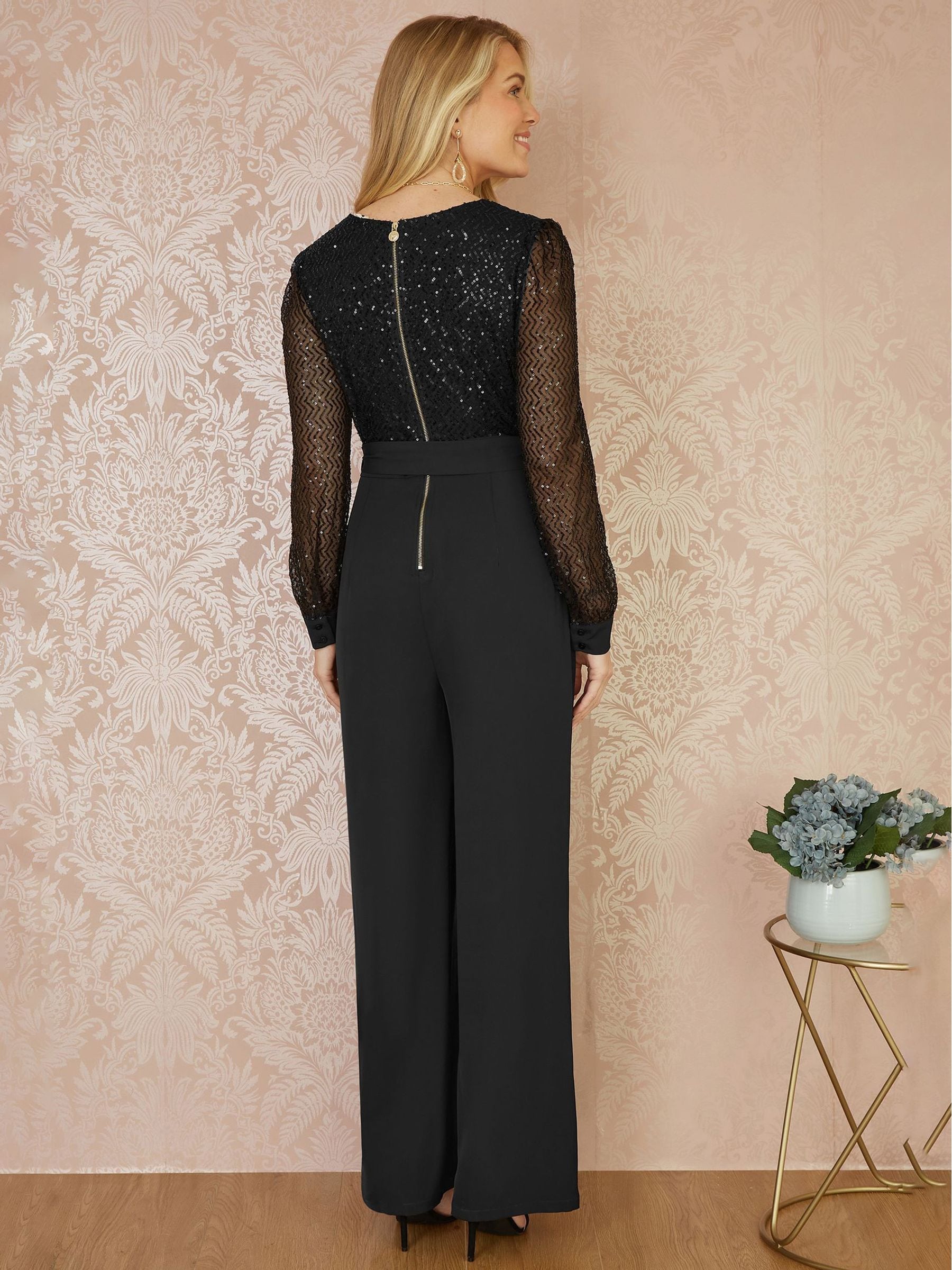 Buy Yumi Black Sequin Jumpsuit With Long Sleeves from Next USA