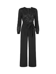 Yumi Black Sequin Jumpsuit With Long Sleeves - Image 5 of 5