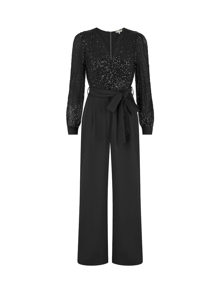 Yumi Black Sequin Jumpsuit With Long Sleeves - Image 5 of 5