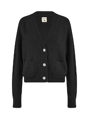 črna - Yumi Daisy Button Knitted Relaxed Fit pletena jopa - Slika 5 iz 5