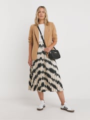 JD Williams Cream Satin Pull On Pleated Midaxi Skirt - Image 1 of 4