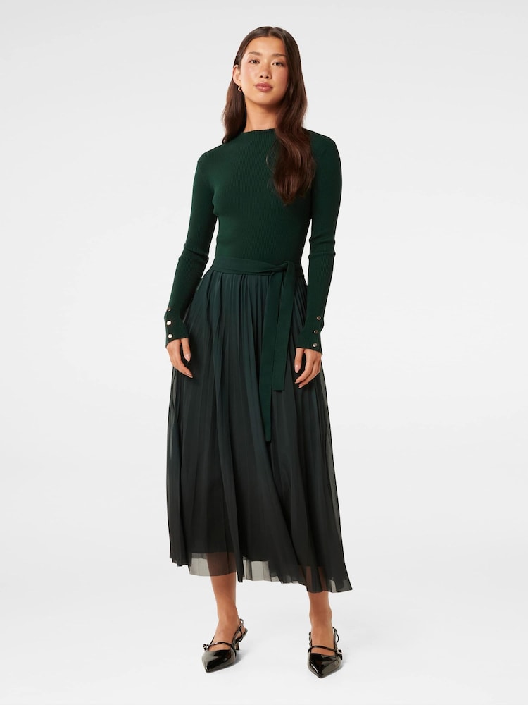 Forever New Green Kaylie Pleated Hem Dress - Image 1 of 5