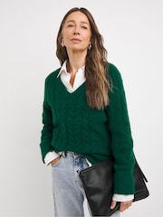 JD Williams Green Cable V-Neck Tunic - Image 1 of 4