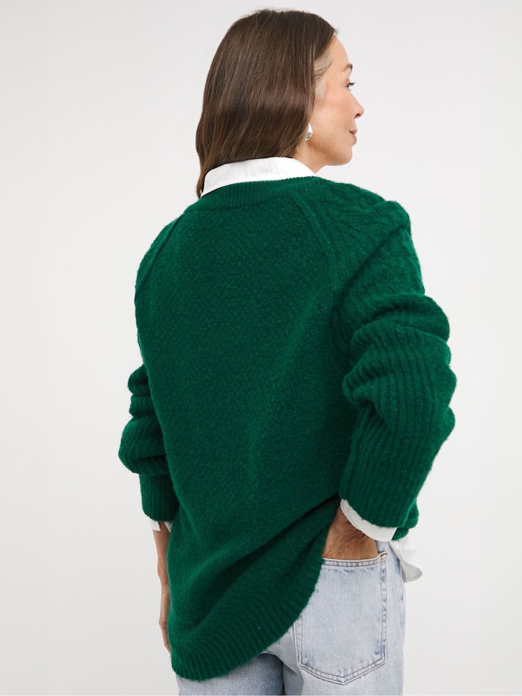JD Williams Green Cable V-Neck Tunic - Image 2 of 4