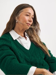 JD Williams Green Cable V-Neck Tunic - Image 3 of 4