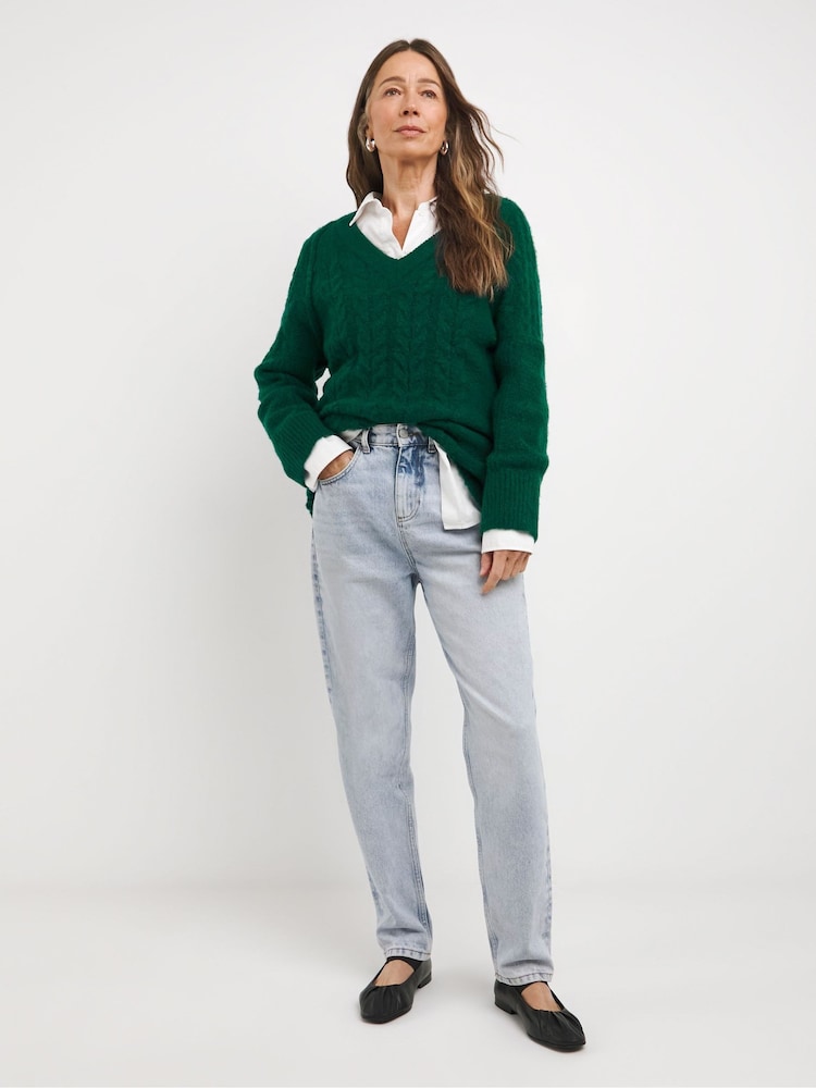 JD Williams Green Cable V-Neck Tunic - Image 4 of 4